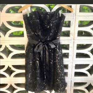 JILL Jill Stuart Black Rosette Strapless Dress